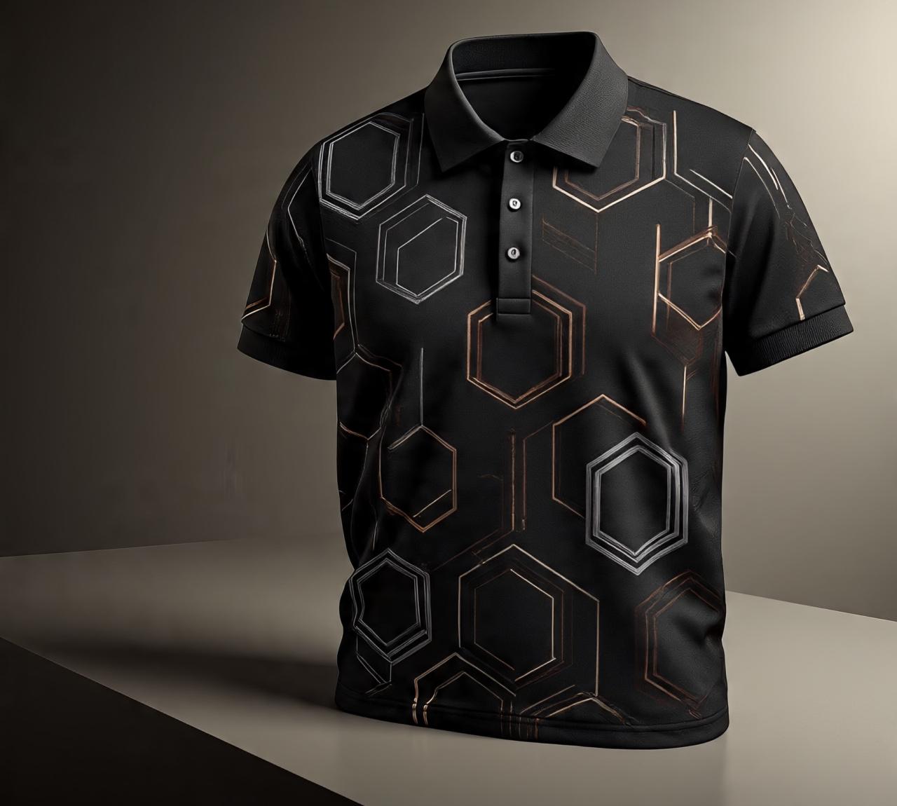 flat_lay_of_a_dark_polo_shirt_with