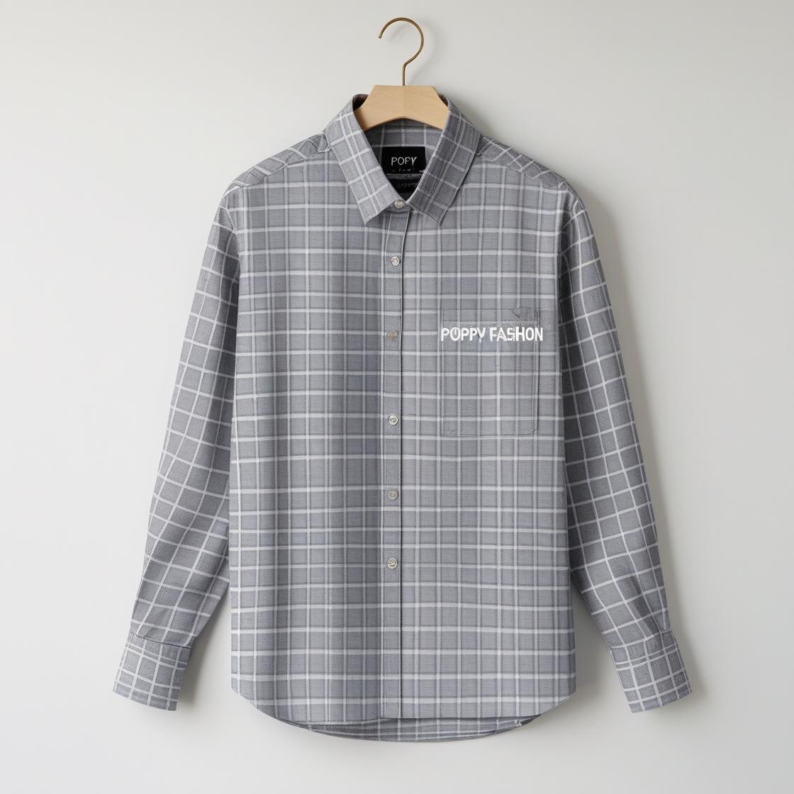shirt brand name POPPY FASHION color grey with check